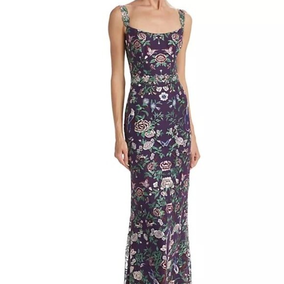 Stunning Marchesa Notte Gown Tulle Lavished with Floral Embroidery - Picture 1 of 10